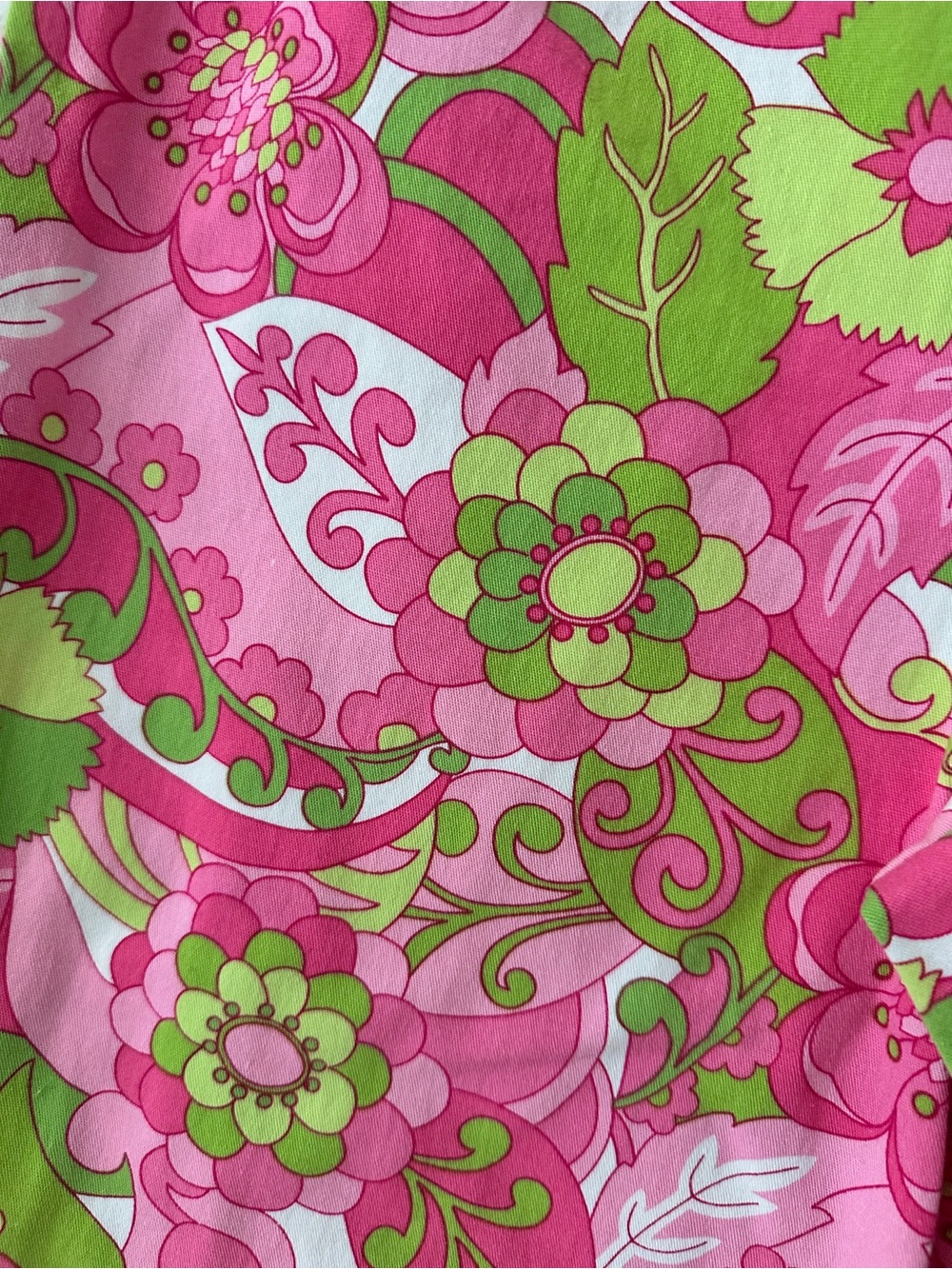 Pink & Green Floral Cotton Capri Pants - Picture 3 of 7
